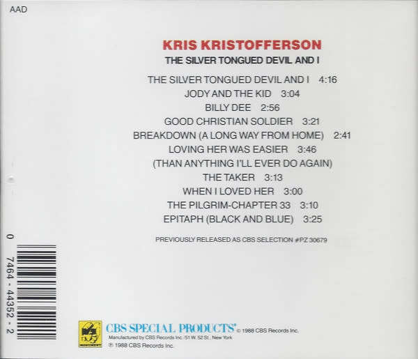 Kris Kristofferson - Silver Tongued devil & I CD Import
