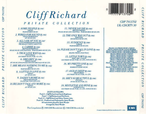 Cliff Richard - Private Collection (1979 - 1988) CD Import