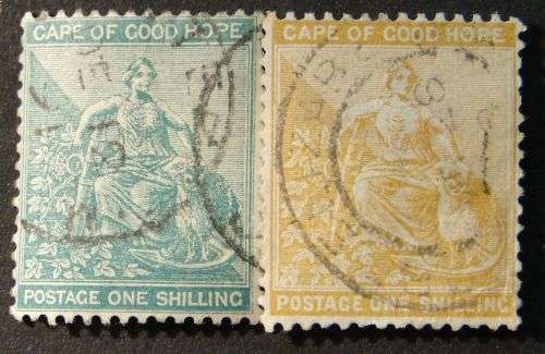 COGH 1/- ocre and 1/- green - fine used