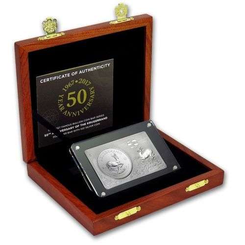 3 oz 50th Anniversary Krugerrand 1 oz + 2 oz Fine Silver Bar Set South Africa 2017