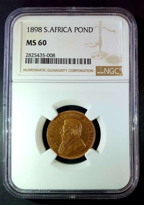 Scarce 1898 GOLD Pond NGC Graded MS 60 High Grade