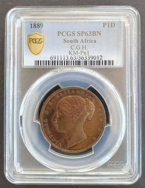 1889 Cape of Good Hope Pattern Penny PCGS SP-63BN Scarce