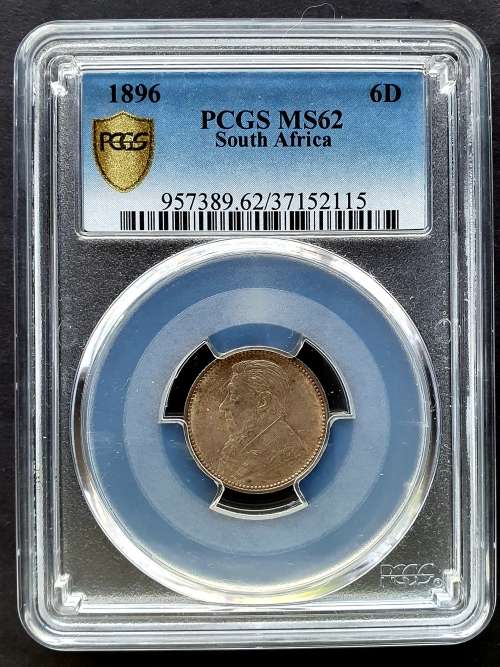 1896 Paul Kruger Sixpence (6D) PCGS Graded MS62