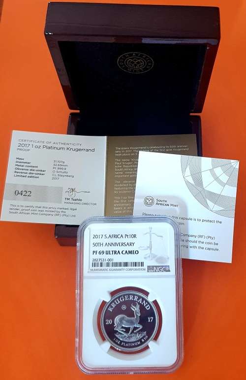 2017 Platinum Krugerrand NGC Graded PF69 Ultra Cameo