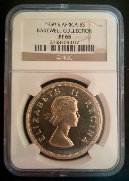 1959 5 Shilling NGC Graded PF65 (EX-Bakewell Collection)