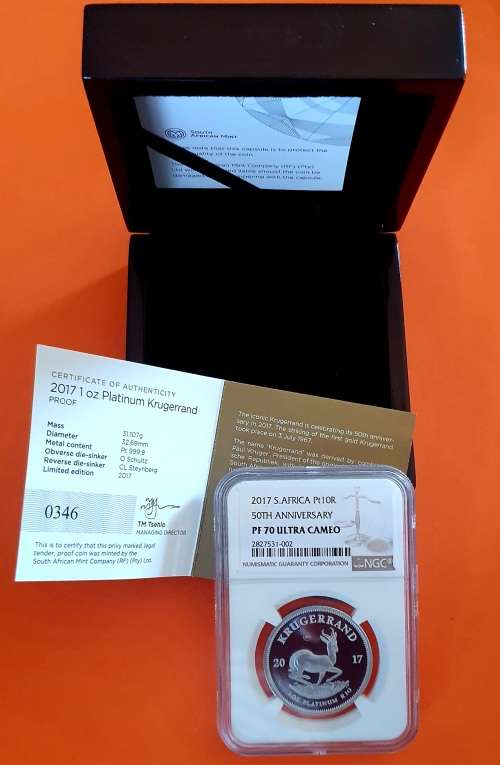 2017 Platinum Krugerrand NGC Graded PF70 Ultra Cameo (Perfect)