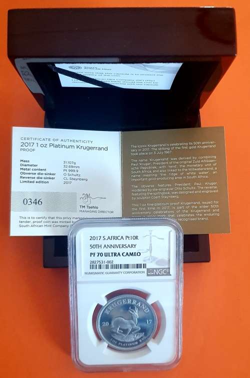 2017 Platinum Krugerrand NGC Graded PF70 Ultra Cameo (Perfect)