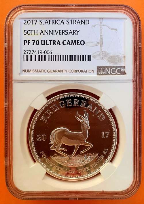 2017 Silver Krugerrand NGC PF70 ULTRA CAMEO - Perfect 50th Anniversary
