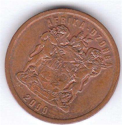 **HARD TO FIND**  SOUTH AFRICA** 5C 2000 AFRIKA-DZONGA** OLD COAT OF ARMS