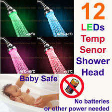 Shower Head with 3 COLOUR LED LIGHTS for Bath or Shower