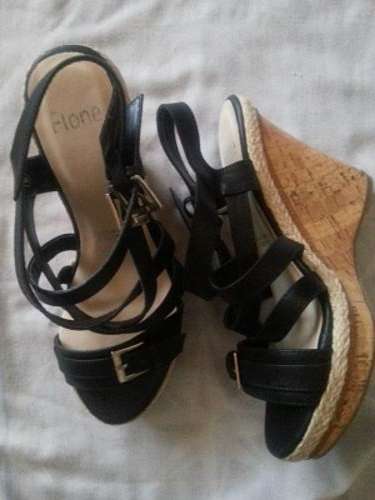 Black Strap Flone Wedge Heel Shoes **NEW** Size 5