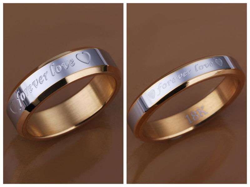 Forever Love Set Ring Silver & 18K Gold Couple Rings NEW!