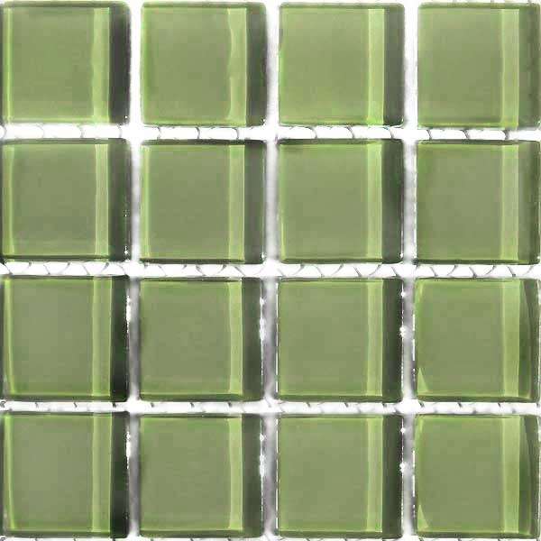 Crystal Glass Mosaic Tiles 23mm x 23mm - OLIVE