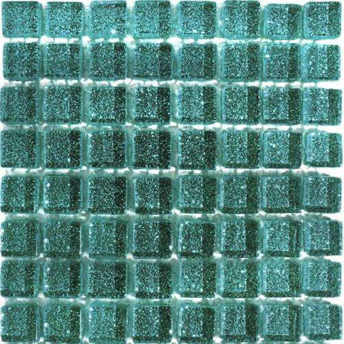 Crystal Glass Mosaic Tiles Mini Glitter 10 x 10 - TEAL GREEN