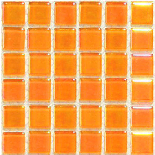Reflective Crystal Glass Mosaic Tiles 15 x 15 - PEARL TANGERINE