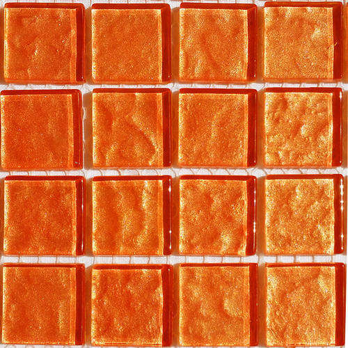 Crystal Glass METALLIC Mosaic Tiles 23mm x 23mm - TANGERINE
