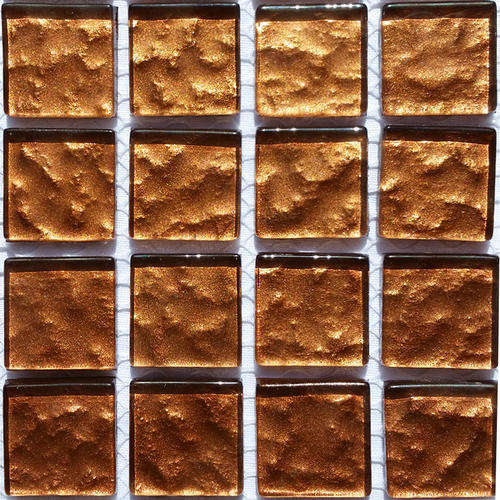 Crystal Glass METALLIC Mosaic Tiles 23mm x 23mm - CHESTNUT