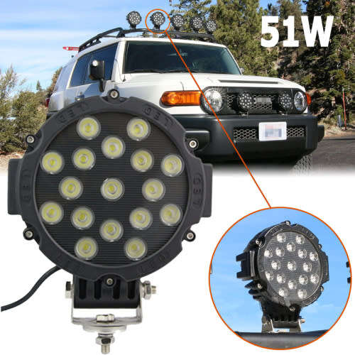 51w Round Led Light 7" Spot Work Off Road Fog Driving Roof Bar Bumper for SUV Boat 4x4 Jeep Lamp