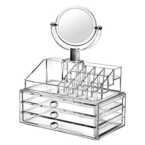 Acrylic Cosmetic Organizer with Mirror JN-870 3 Draws