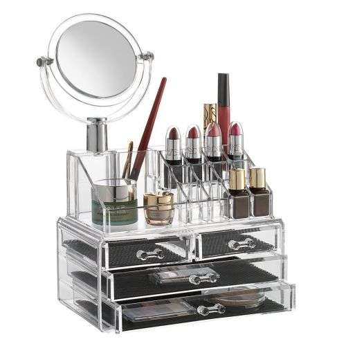 Acrylic Cosmetic Organizer with Mirror JN-870 4 Draws