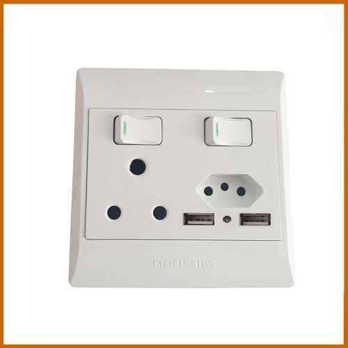 1 x 16A + 1x10A Switched Socket + 2 x USB