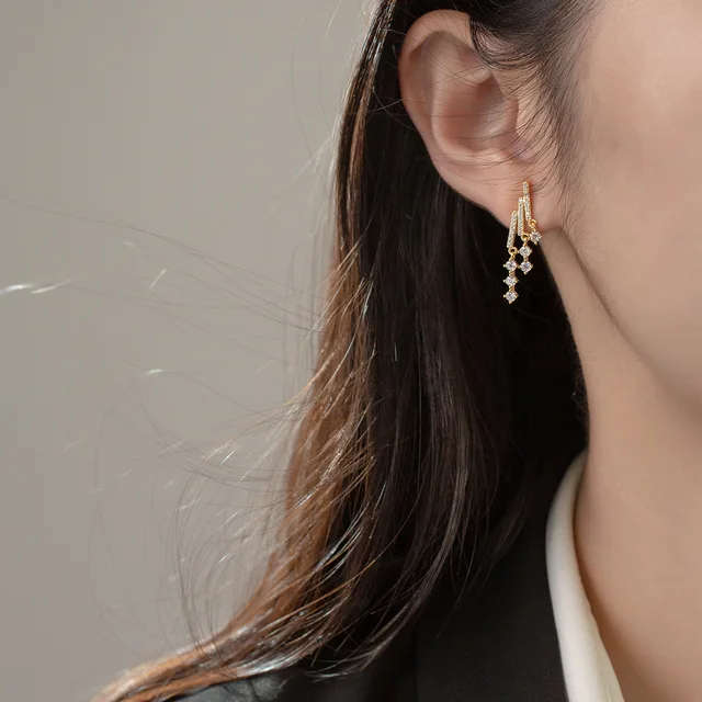 REAL 18K Gold Plated 925 Sterling Silver Chandelier Earrings