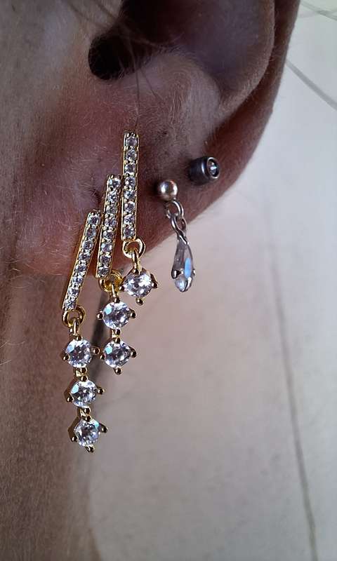 REAL 18K Gold Plated 925 Sterling Silver Chandelier Earrings