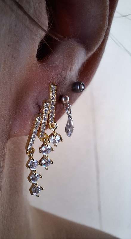 REAL 18K Gold Plated 925 Sterling Silver Chandelier Earrings