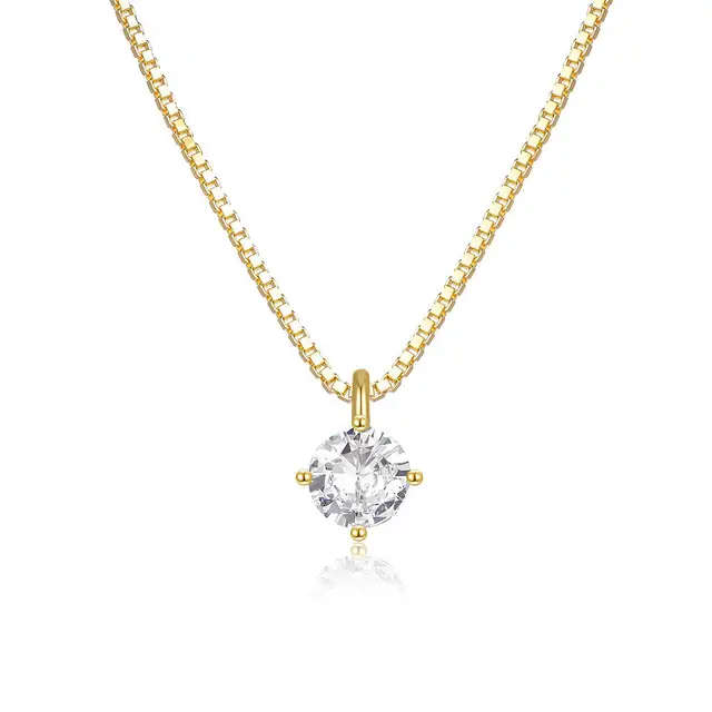 REAL 18K Gold Plated 925 Sterling Silver Necklace With 5A Graded Zirconia