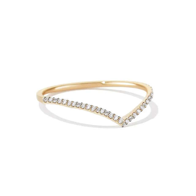 18K Real Gold Plated, V-Shape Moissanite Ring