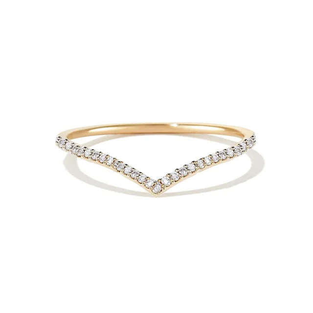 18K Real Gold Plated, V-Shape Moissanite Ring
