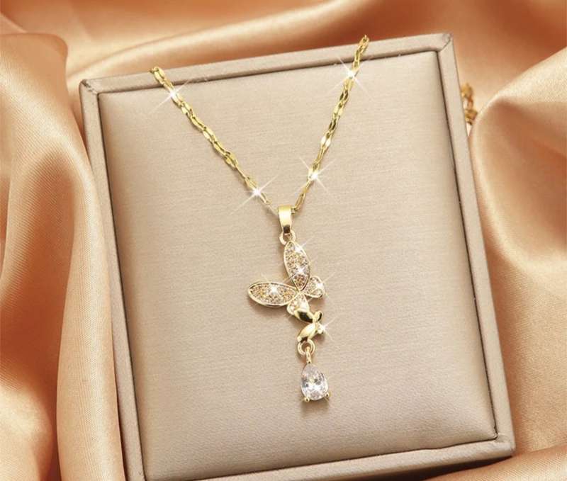 18K Gold Plated Necklace, Butterfly Shape Necklace
