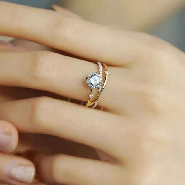 `R7500` Unique Ring with 1ct Moissanite