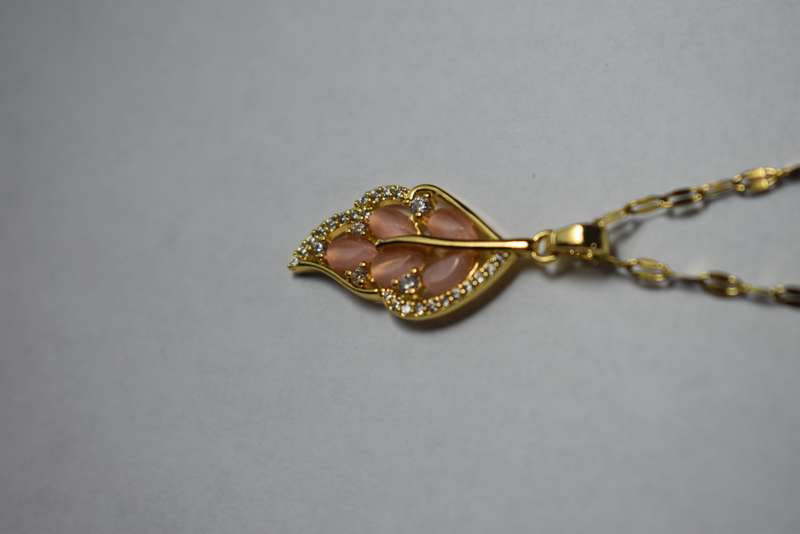 18K Gold Plated Orange Feather Necklace