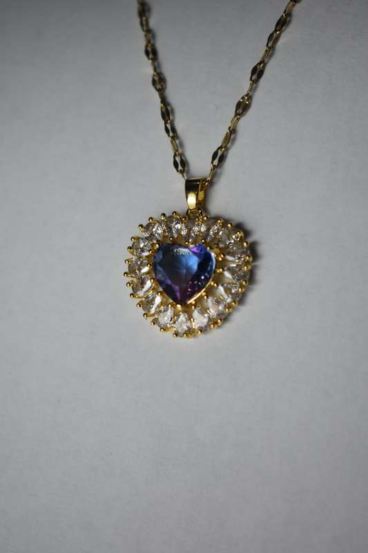 18K Gold Plated Purple Heart Necklace