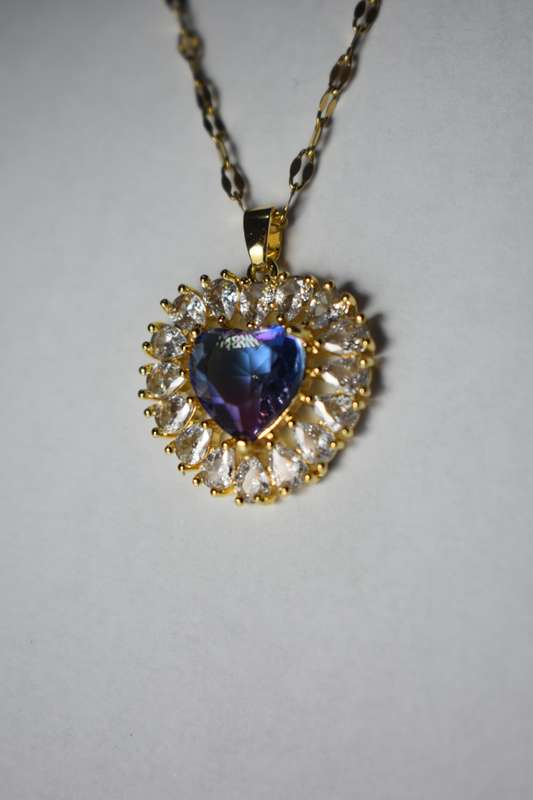 18K Gold Plated Purple Heart Necklace