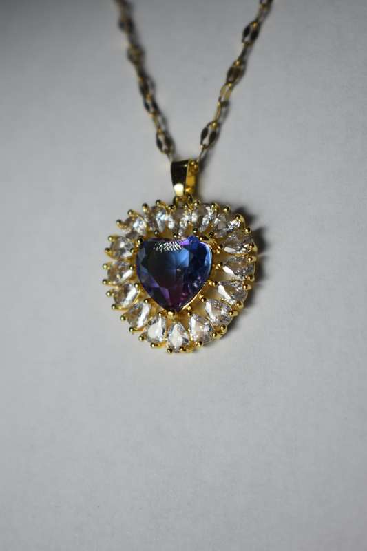 18K Gold Plated Purple Heart Necklace