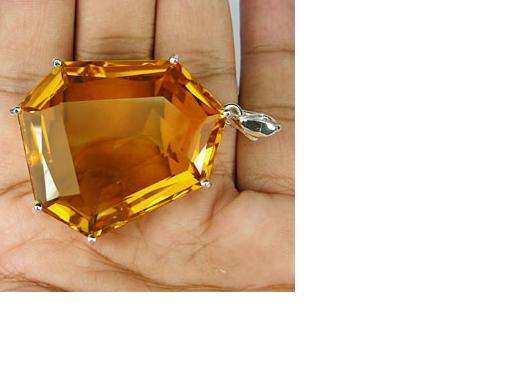 MUSEUM SIZE GOLDEN YELLOW CITRINE 925 SILVER PENDANT