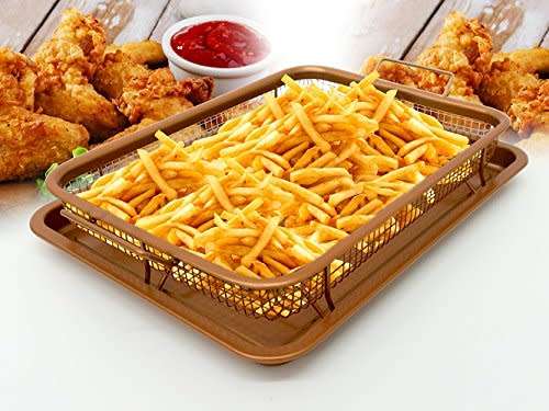 Copper rectangular crispier tray