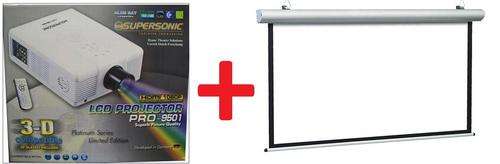 Supersonic LCD Projector 3D - 3D glasses included + 100" Projector Screen COMBO DEAL!!!