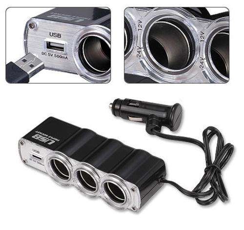 Multi adaptor Lighter for car 3 x 12v sockets + 1 x usb - LOW POSTAGE!!!