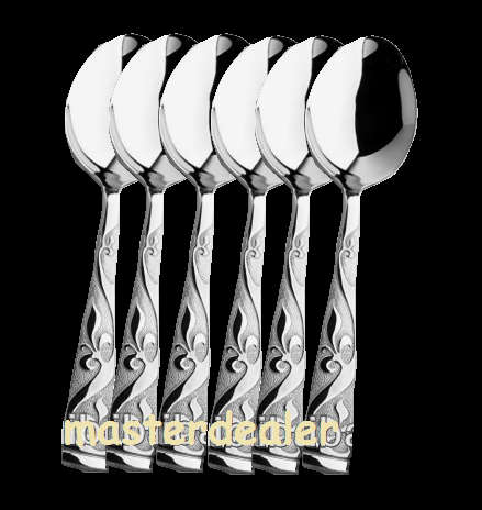 6 Piece Stainless Steel Designer Table Spoons 2mm Thick - LOW POSTAGE!!!