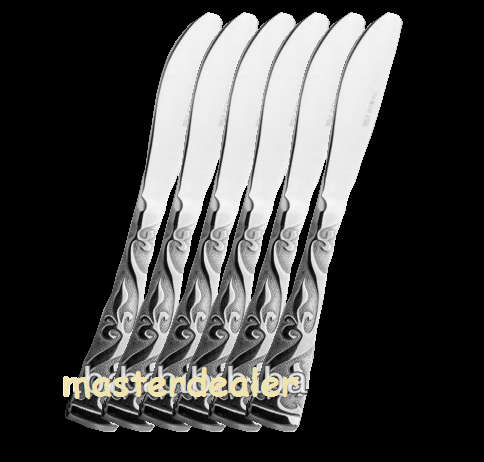 6 Piece Stainless Steel Designer Butter Knives 2mm Thick