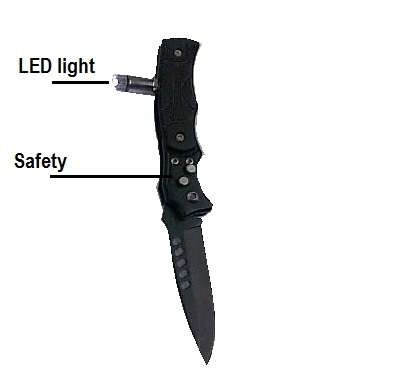 Special!!! Pocket Knife 16cm with safety and LED light