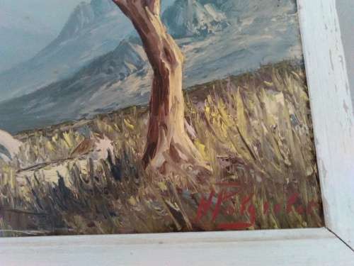 Original vintage oil on board by H Potgieter, estate find
