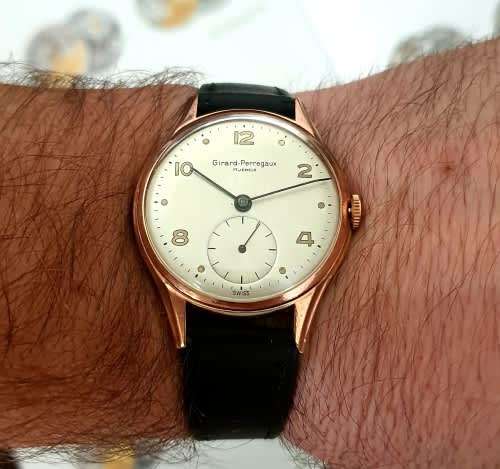 Vintage Swiss Girard Perregaux mens wristwatch - Rose gold plated