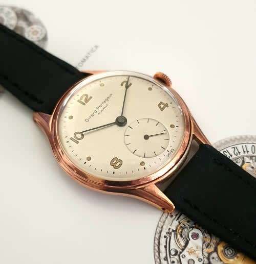 Vintage Swiss Girard Perregaux mens wristwatch - Rose gold plated