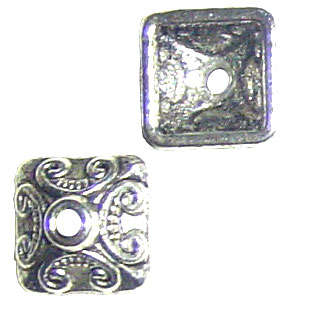 Tibetan Silver Bead Cap 10mm Square