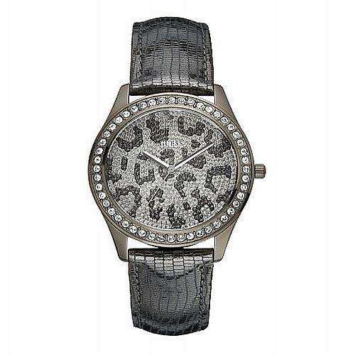 100% Authentic Guess Sparkly Gunmetal Grey Animal Print Watch