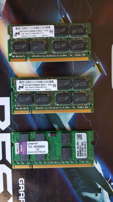 DDR2 (PC2 6400) LAPTOP RAM!!! THREE 2GB RAM MODULES!!!